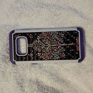 Samsung galaxy S8 plus phone case purple black Rhinestone artsy tree rainbow